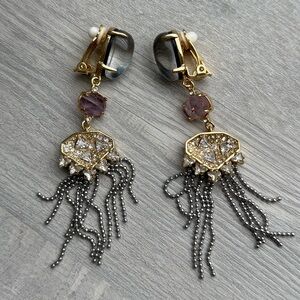 Alexis Bittar Elegant Gold and Silver Dangle Earrings 💛